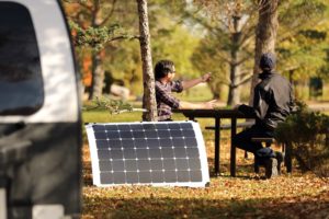 Light Leaf Solar panel makes sure that your DROPLET mini camper never runs out of battery
